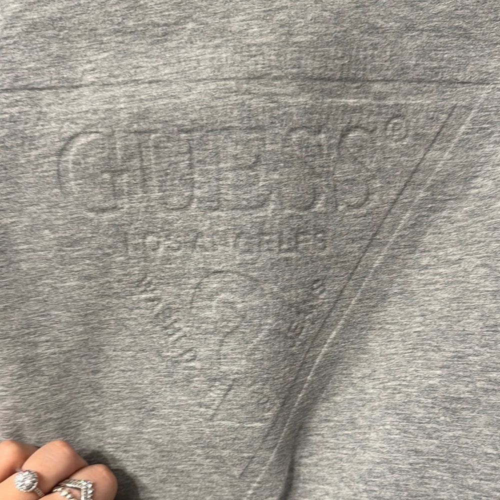 Guess Light Gray Drawstring Hoodie Sweater - Picture 2 of 3
